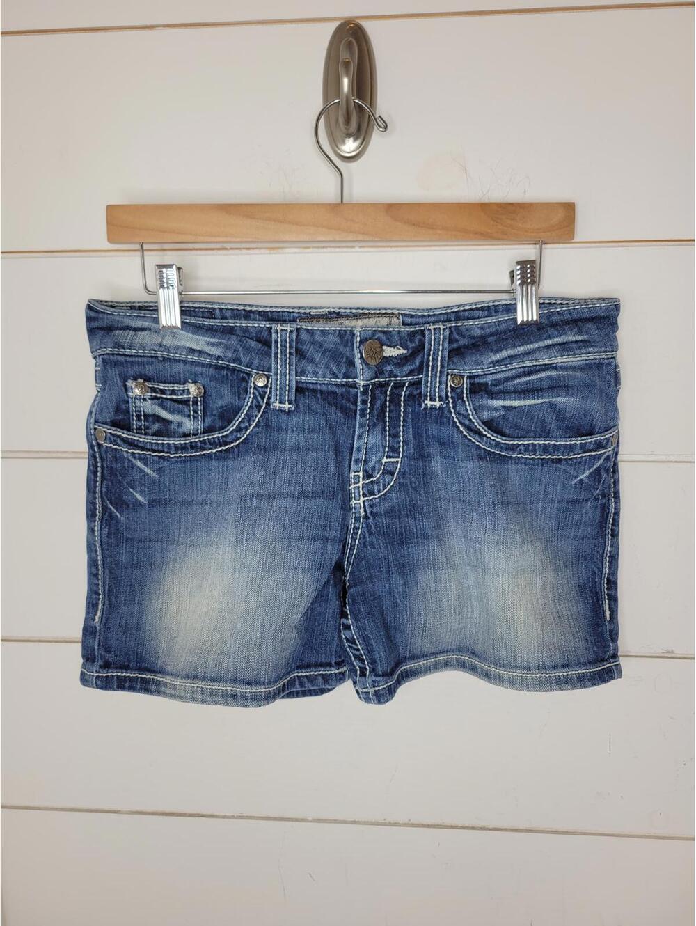 BKE size 29 blue distressed heavyweight jean shortie shorts